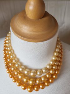 Orange Pearl Necklace, 46cm long.