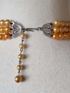 Orange Pearl Necklace, 46cm long.